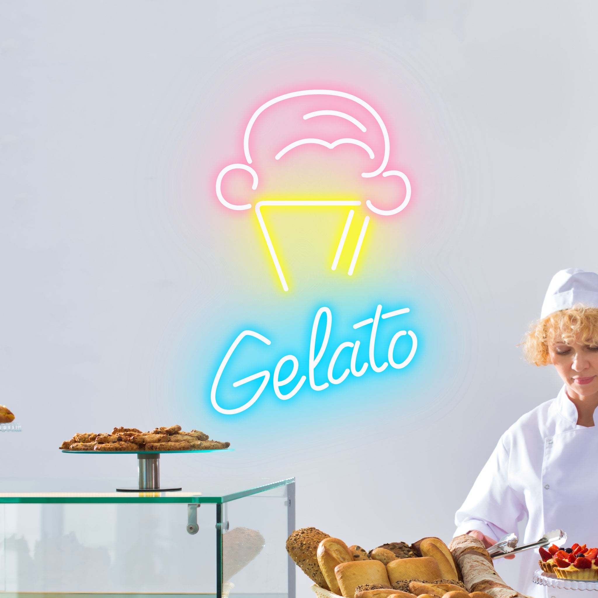 Gelato & Cone - Neon Sign - Ice Cream Bar / Dessert Bar