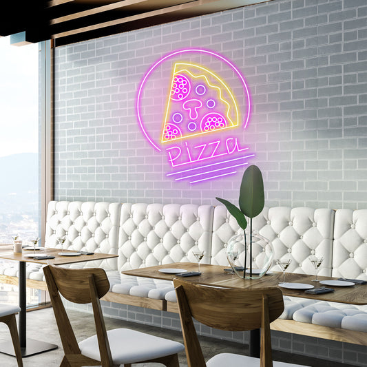 Pizza Slice Circle - Neon Sign - Pizza Shop