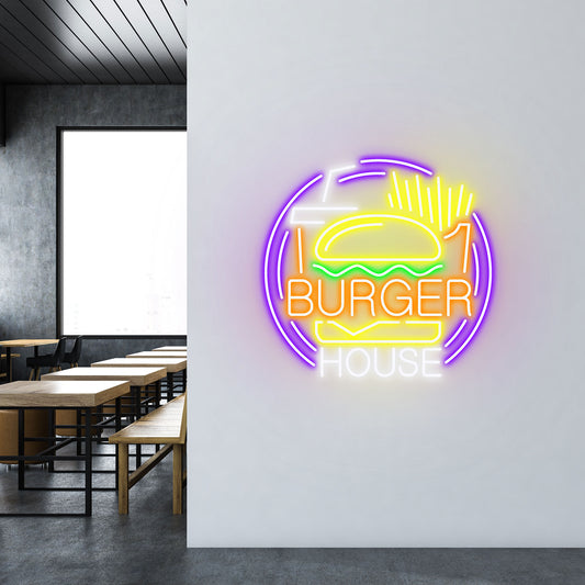 Burger House - Neon Sign - Burger Venue