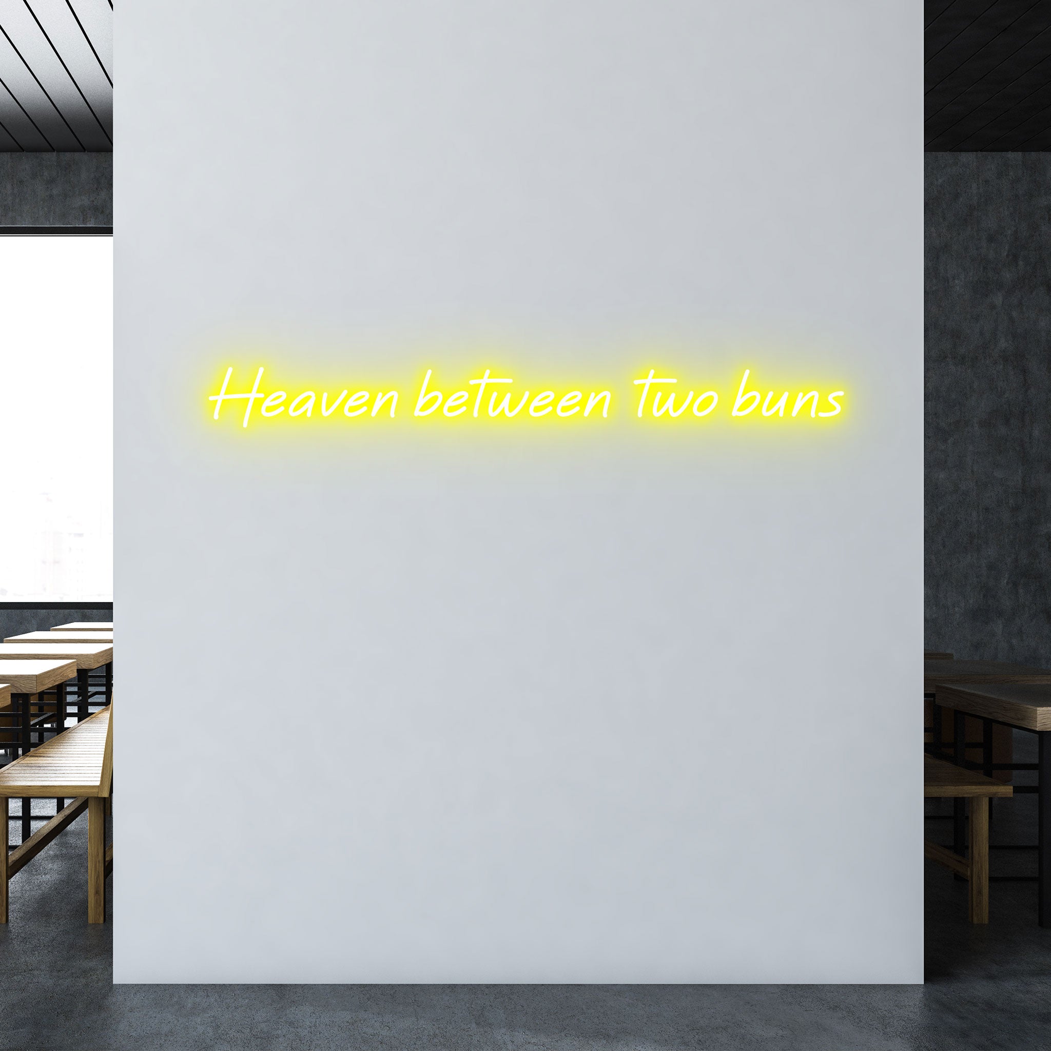 Heaven between two buns - Neon Sign - Burger Venue