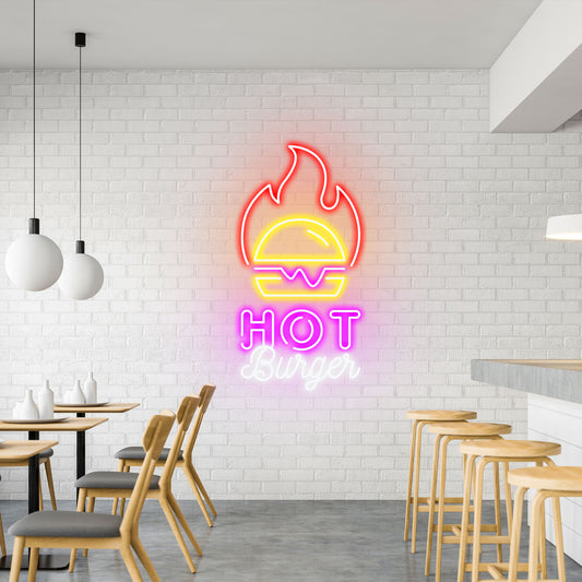 Hot Burger - Neon Sign - Burger Venue
