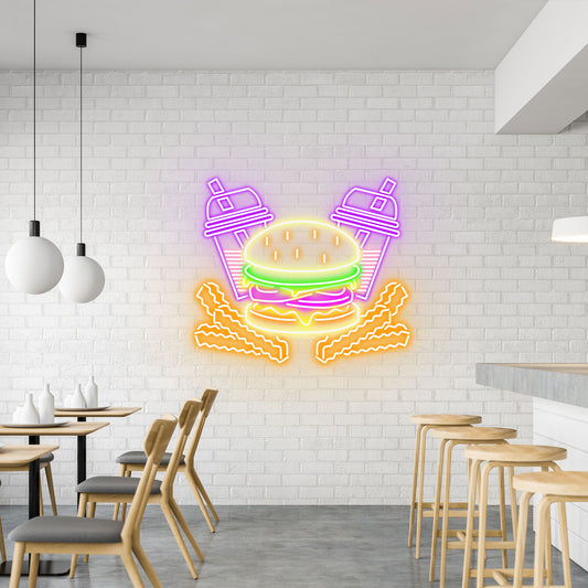 Burger, Fries & Shakes - Neon Sign - Burger Venue