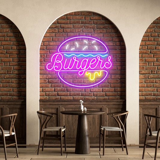 Burgers - Neon Sign - Burger Venue