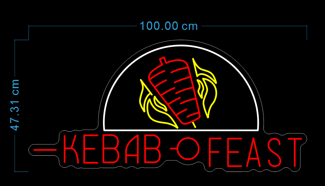 Custom Neon 'KEBAB O-FEAST' (1m) [+ 2 FREE Bonus Items] ~$100 OFF