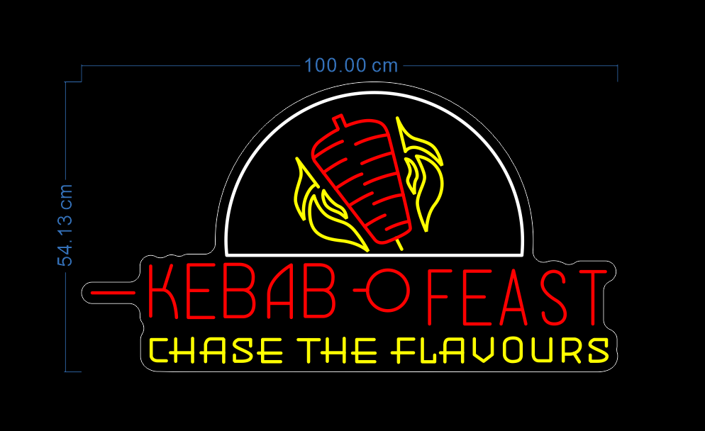 Custom Neon 'KEBAB O-FEAST' (1m) [+ 2 FREE Bonus Items] ~$100 OFF