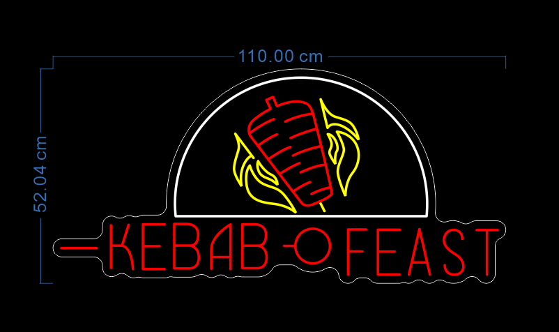 Custom Neon 'KEBAB O-FEAST' (1m) [+ 2 FREE Bonus Items] ~$100 OFF