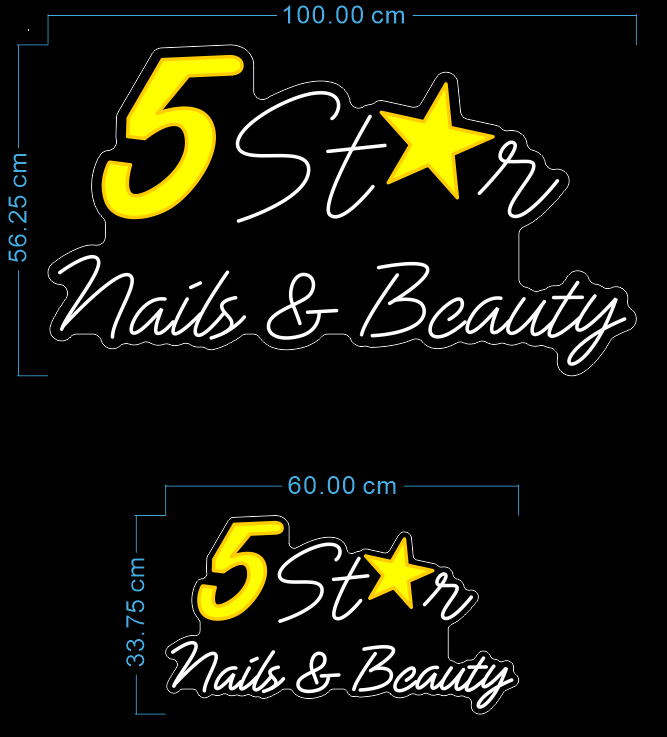 Custom Neon '5 Star Nails & Beauty' [+ 2 FREE Bonus Items] ~$150 OFF