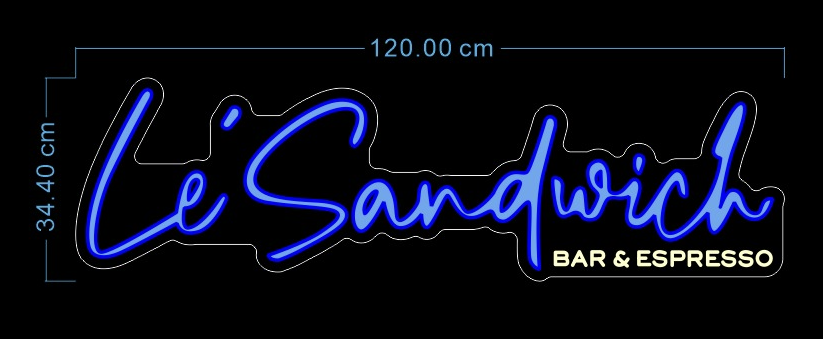 Custom Neon 'Le' Sandwich Bar & Espresso' [+ 2 FREE Bonus Items] ~$150 OFF