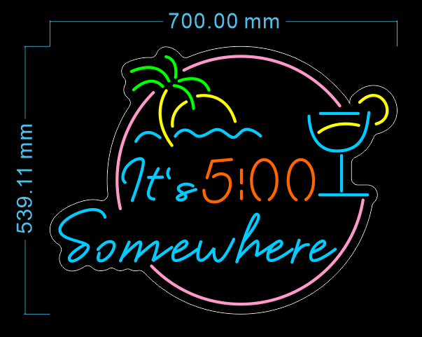 Custom Neon 'It's 5:00 somewhere' [+ 2 FREE Bonus Items] ~$80 OFF