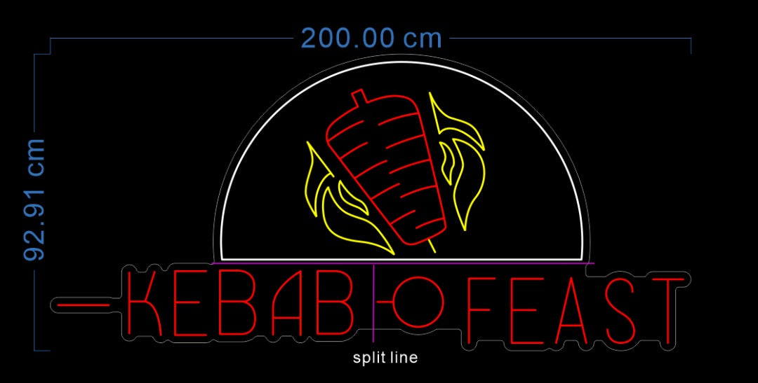 Custom Neon 'KEBAB O-FEAST' [+ 2 FREE Bonus Items] ~$100 OFF