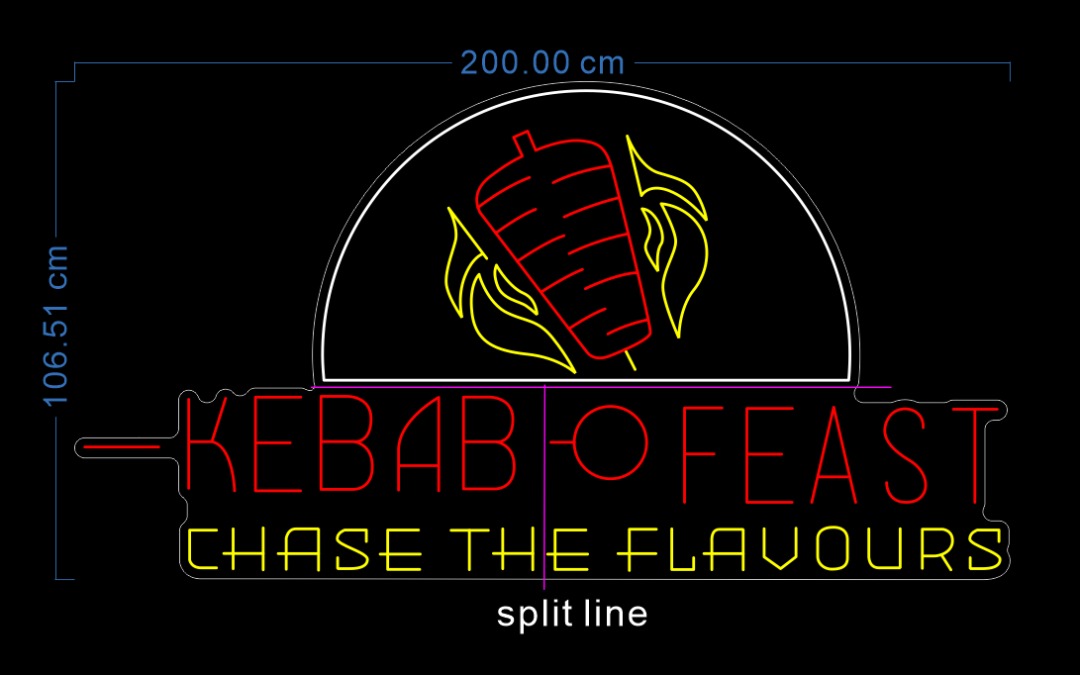 Custom Neon 'KEBAB O-FEAST' [+ 2 FREE Bonus Items] ~$100 OFF