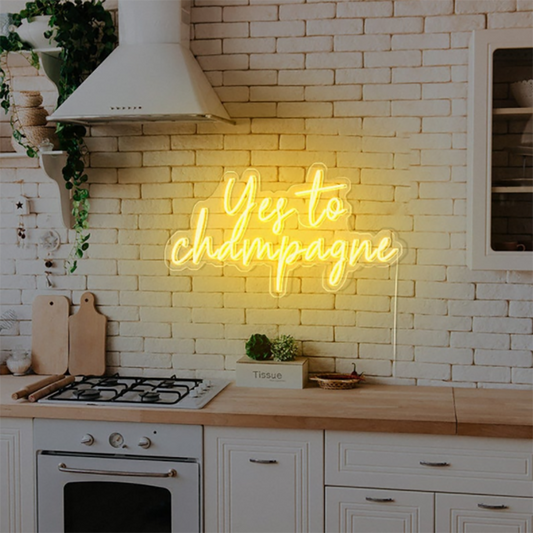 "Yes to Champagne" - Neon Sign - Bar/Club/Party Celebration Event
